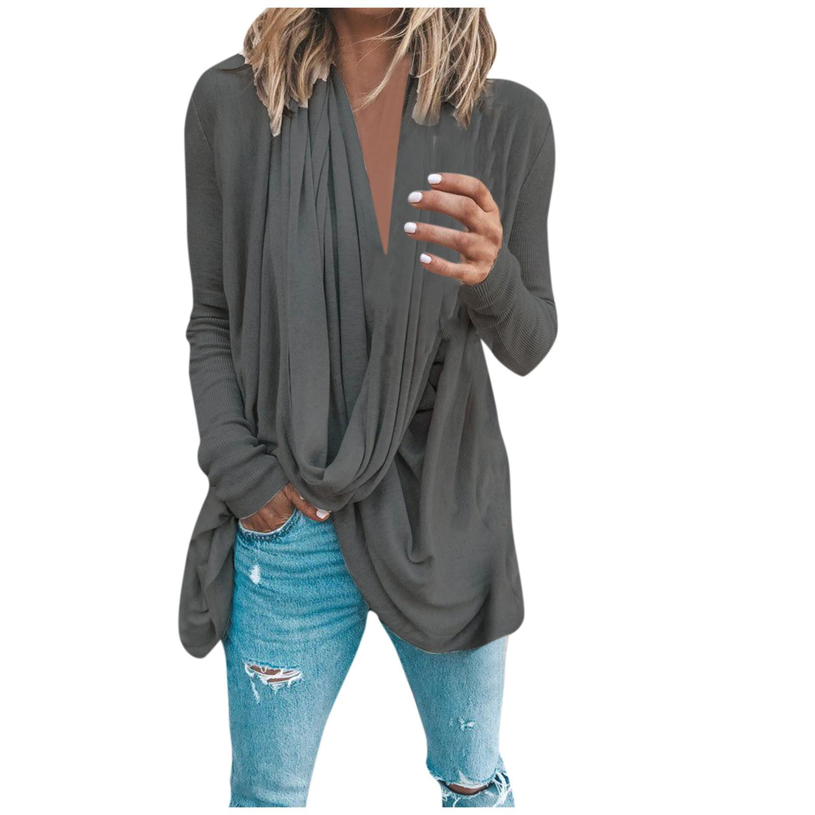 (SU)Женская осенне-зимняя однотонная футболка с нерегулярным ворсом и длинными рукавами