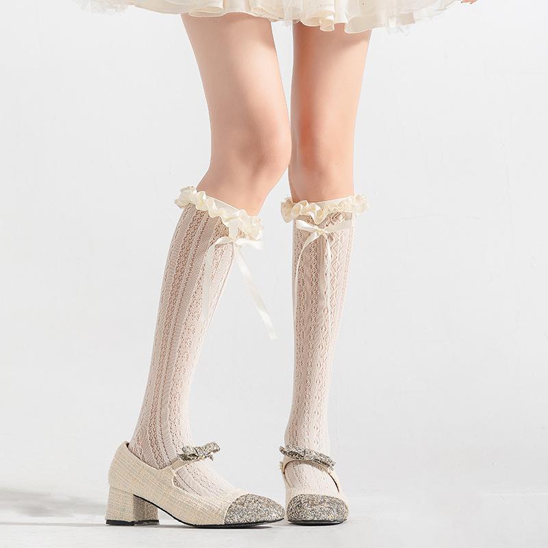 Кружевные носки для женщин, длинные носки гольфы Лолита весенне-летние тонкие сетчатые с бантом до колена, из атласной ленты 1 pair бежевый
Кружевные носки для женщин, длинные носки гольфы Лолита весенне-летние тонкие сетчатые с бантом до колена, из атласной ленты 1 pair бежевый