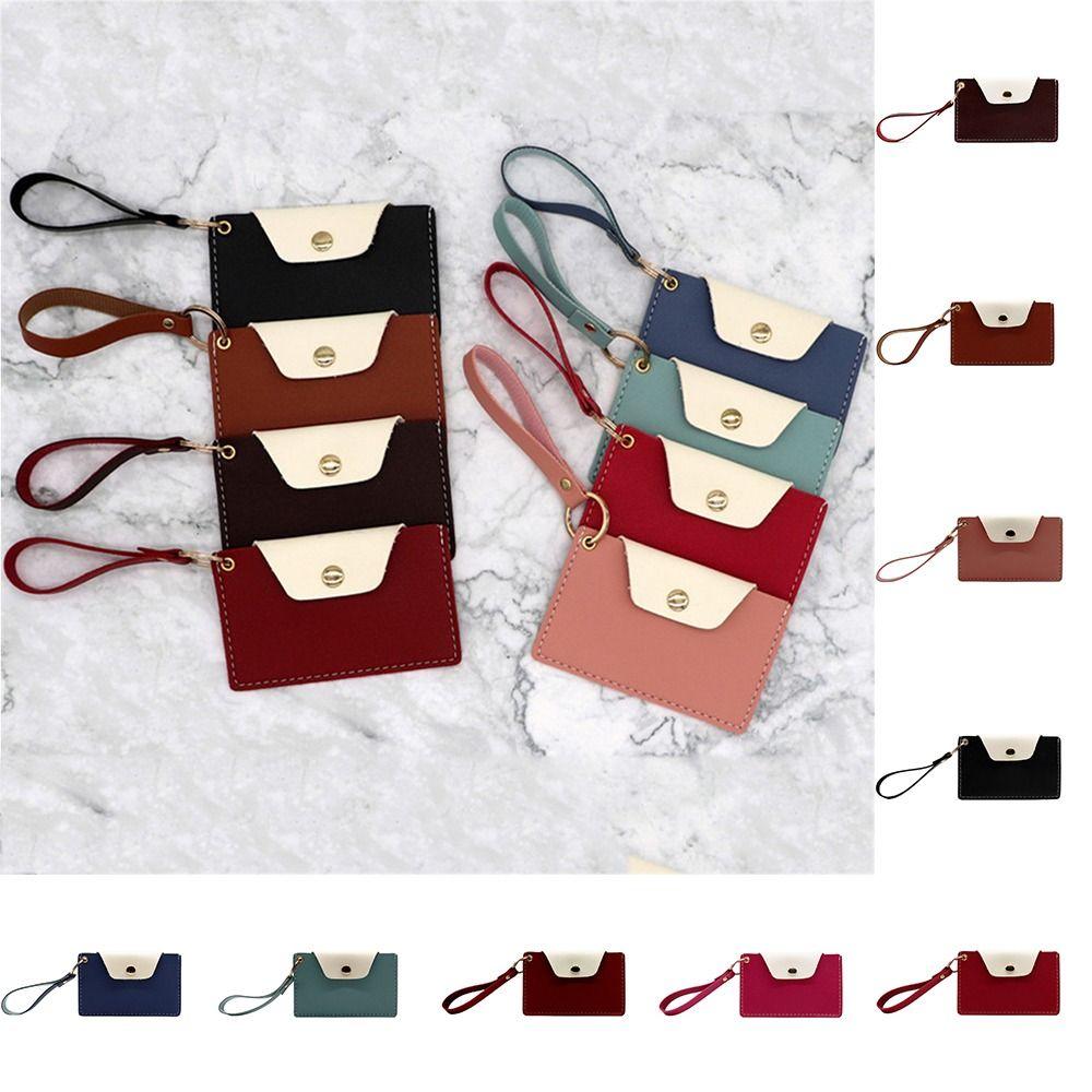 Сплошной цвет Кнопка Кнопка Карта Сумка Корейский Стиль Короткий Клатч Сумка Ретро Тонкая Карточная Сумка Мужчины