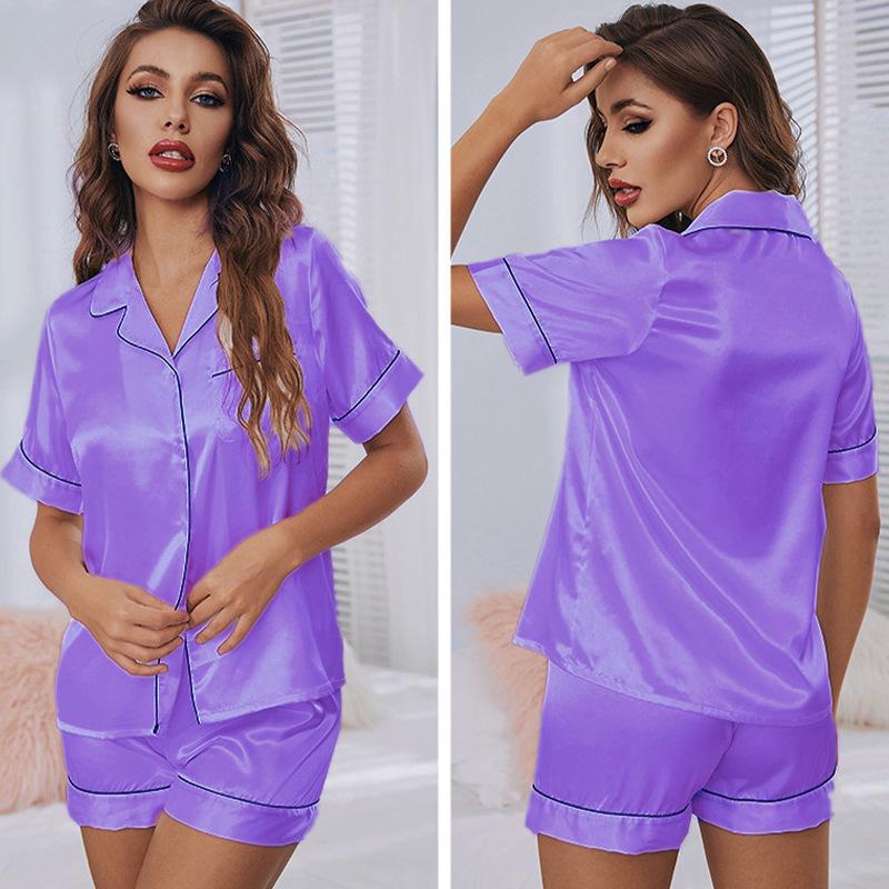 Pajamas Women S Summer Strip Solid Color Basic Short Sleeve Shorts Casual Women S Loungewear Set 2349 XXXL світло-фіолетового кольору
Pajamas Women S Summer Strip Solid Color Basic Short Sleeve Shorts Casual Women S Loungewear Set 2349 XXXL світло-фіолетового кольору