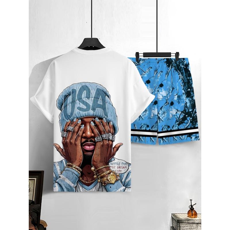 Men s casual street style printed T-shirt and shorts set 8XL
Men s casual street style printed T-shirt and shorts set 8XL