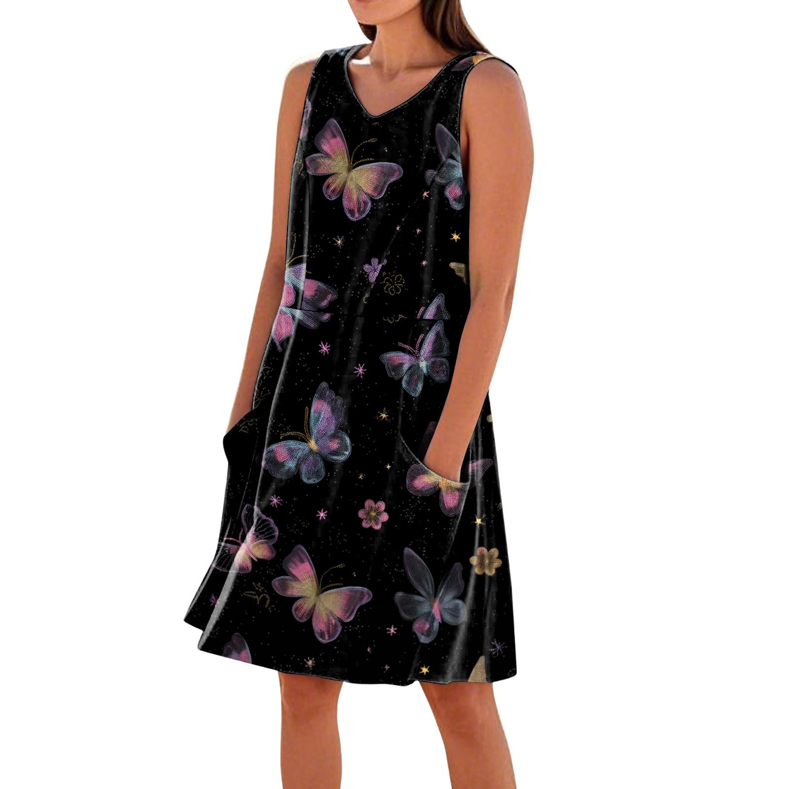 Women Sleeveless V Neck Floral Print Casual Dress with Pockets Relaxed Fit Lightweight Summer Sundress for Daily Wear L чёрный
Women Sleeveless V Neck Floral Print Casual Dress with Pockets Relaxed Fit Lightweight Summer Sundress for Daily Wear L чёрный