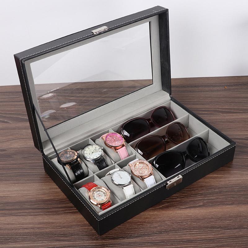 9 Compartments Glasses and Watch Organizer Box PU Leather Glass Top Display Case Type A
9 Compartments Glasses and Watch Organizer Box PU Leather Glass Top Display Case Type A
