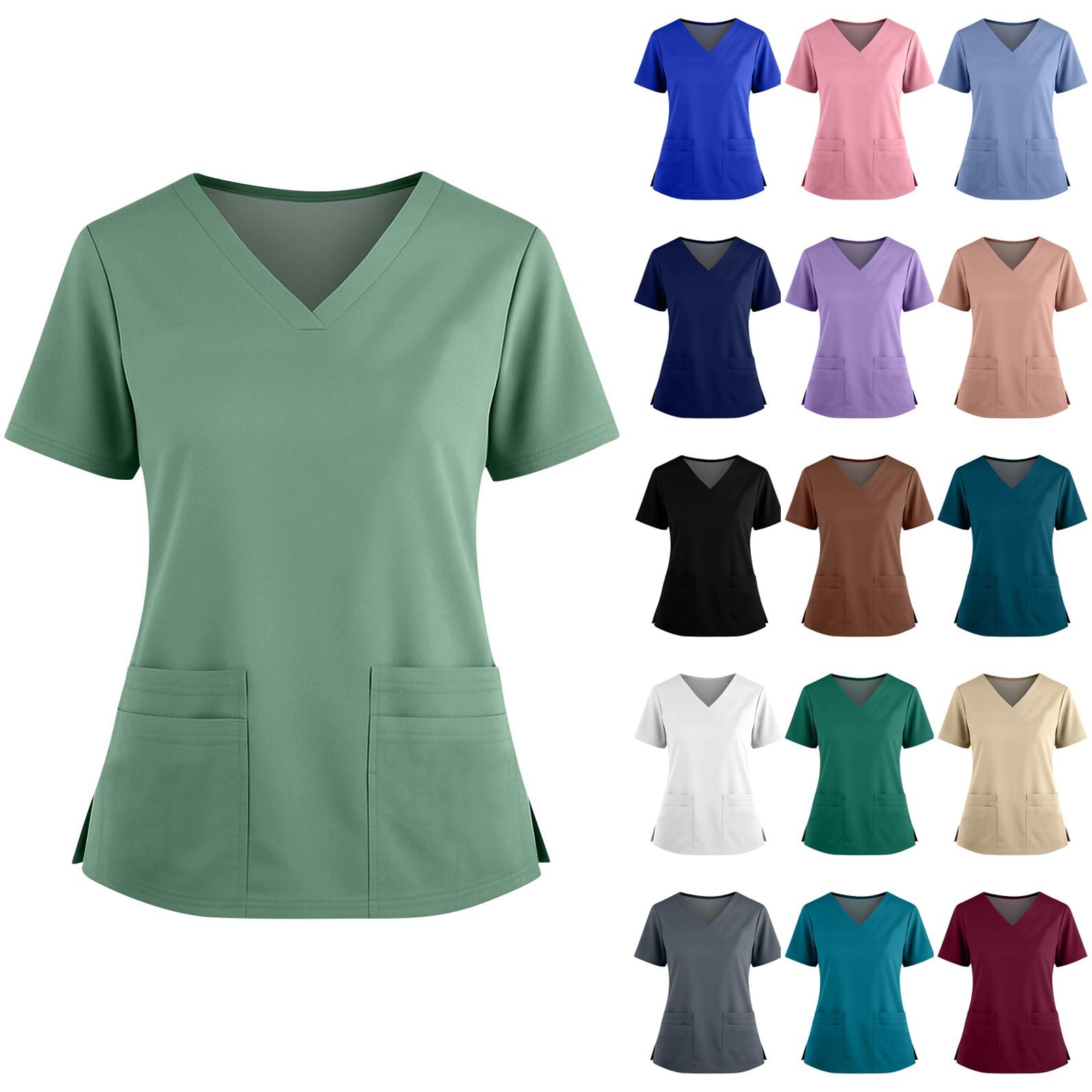 Women s Fashionable Solid Color V-neck Double Pocket Short Sleeved Shirt With Slit Hem Uniform And Worker Top XXXXXL
Women s Fashionable Solid Color V-neck Double Pocket Short Sleeved Shirt With Slit Hem Uniform And Worker Top XXXXXL