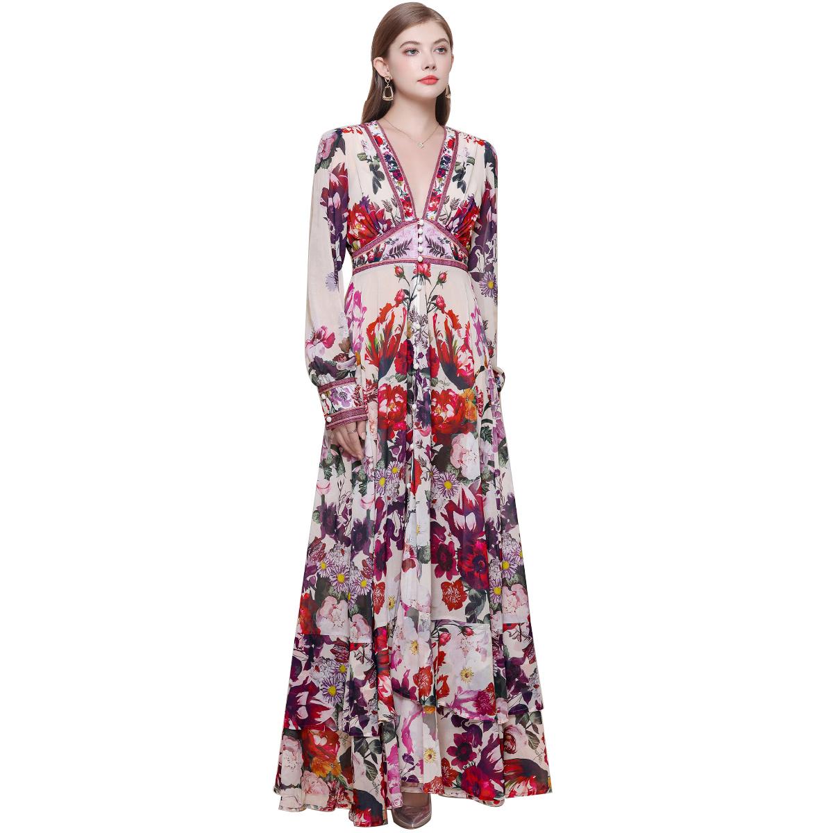 Bohemian Floral Printed Long Maxi Dress for Women Fashion V-neck Lantern Sleeve Single-breasted Big Swing Long Dress 2XL абрикосовий
Bohemian Floral Printed Long Maxi Dress for Women Fashion V-neck Lantern Sleeve Single-breasted Big Swing Long Dress 2XL абрикосовий