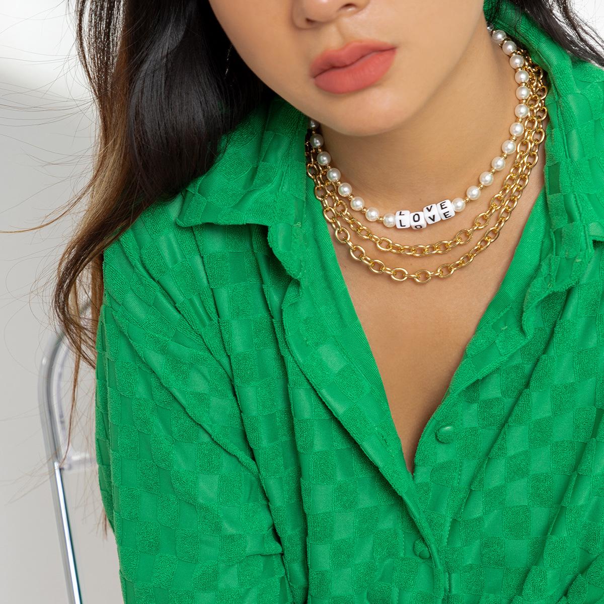 Accessories, punk metal cross love necklace, personalized letter beaded multi-layer chain necklace women
Accessories, punk metal cross love necklace, personalized letter beaded multi-layer chain necklace women