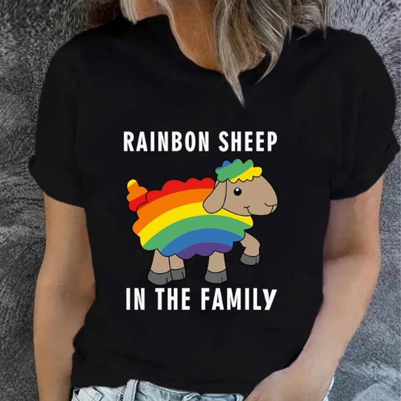 Fashion Women Colorful Lamb Print T Shirt Funny Casual O-neck Short Sleeves T-shirt Summer Female Tee Shirt M зелений
Fashion Women Colorful Lamb Print T Shirt Funny Casual O-neck Short Sleeves T-shirt Summer Female Tee Shirt M зелений