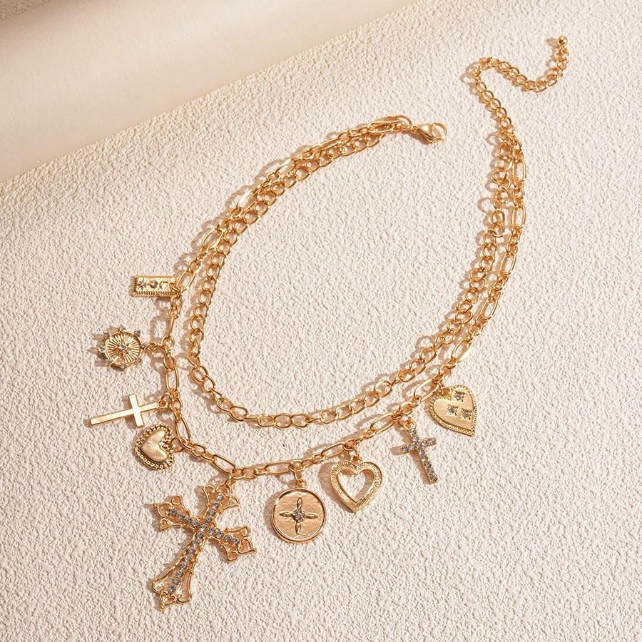 Double Layer Geometric Heart Cross Pendant Necklace with Embedded Diamonds European Style Unique Personality Metal Jewelry золотой
Double Layer Geometric Heart Cross Pendant Necklace with Embedded Diamonds European Style Unique Personality Metal Jewelry золотой