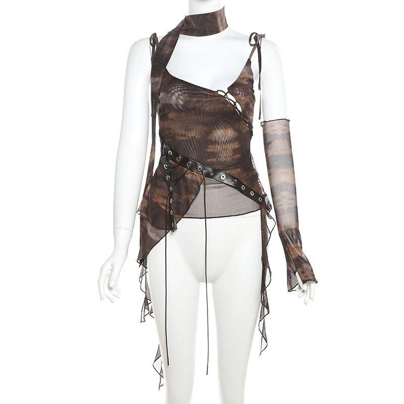 Cross-Border European and American Style 2025 Summer New Women s Clothing Gothic Style Irregular Top with Choker and Strap Decoration Set Brown S
Cross-Border European and American Style 2025 Summer New Women s Clothing Gothic Style Irregular Top with Choker and Strap Decoration Set Brown S