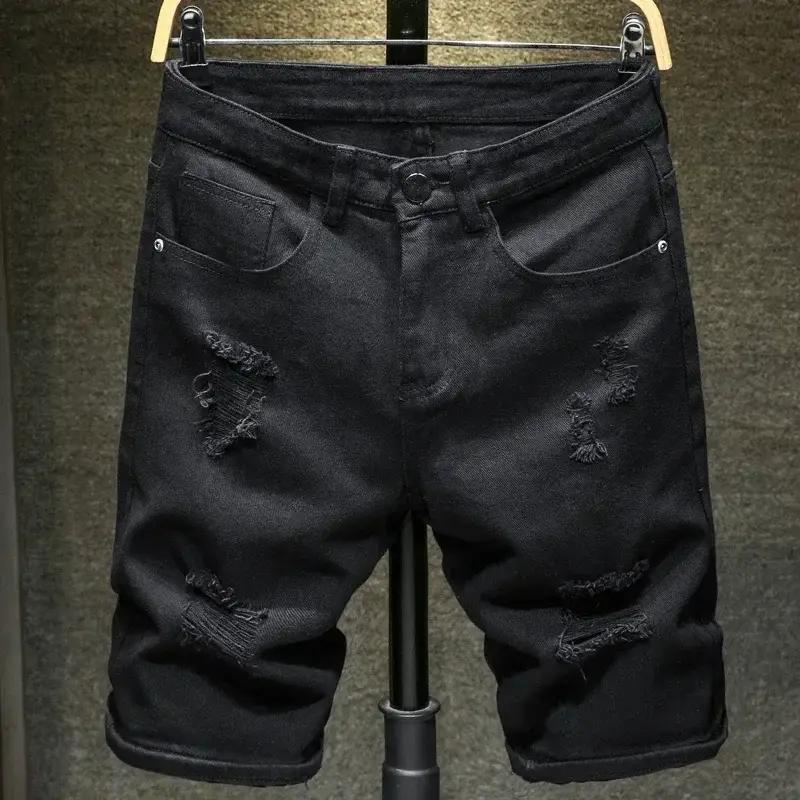 Men Simple Casual Knee Length Denim Shorts Solid Color Slim Hole Pants 38 чорний
Men Simple Casual Knee Length Denim Shorts Solid Color Slim Hole Pants 38 чорний