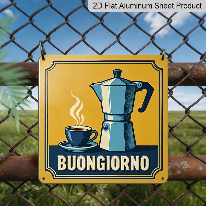 2D Flat, 1pc, Vintage Metal Aluminum Decorative Sign, Buongiorno Italian Coffee, Retro Wall Art, Home Decor for Kitchen, Dining Area, Porch 20*20cm
2D Flat, 1pc, Vintage Metal Aluminum Decorative Sign, Buongiorno Italian Coffee, Retro Wall Art, Home Decor for Kitchen, Dining Area, Porch 20*20cm