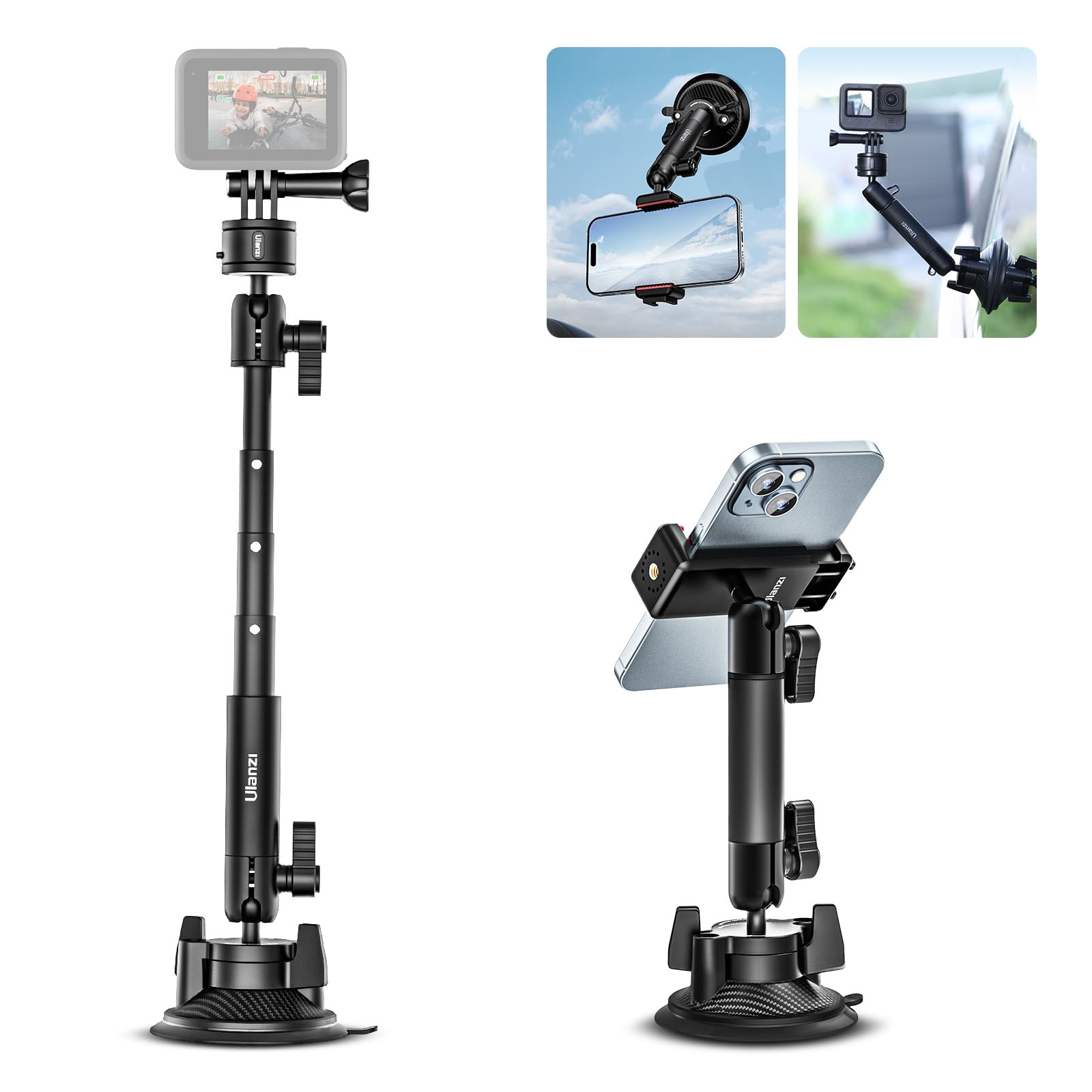 Автомобильное крепление на присоске Ulanzi II для GoPro с держателем для смартфона, быстросъемное крепление, вращающееся на 360 градусов, автомобильное крепление для экшн-камеры
Автомобильное крепление на присоске Ulanzi II для GoPro с держателем для смартфона, быстросъемное крепление, вращающееся на 360 градусов, автомобильное крепление для экшн-камеры