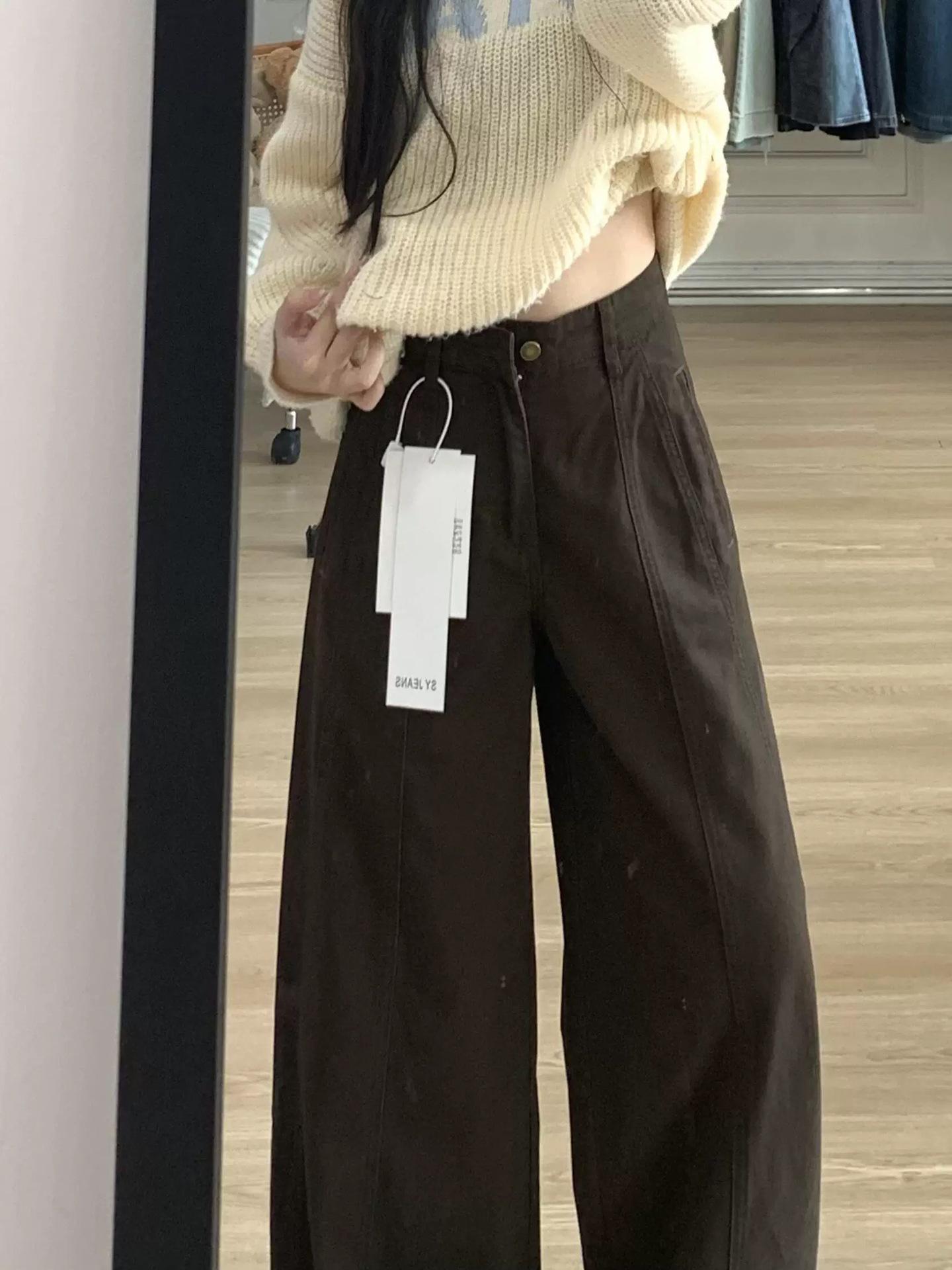 Women s Coffee-Colored Wide-Leg Jeans - High-Waisted, Slimming, American Retro, Autumn/Winter Style, Floor-Length with Good Drape L
Women s Coffee-Colored Wide-Leg Jeans - High-Waisted, Slimming, American Retro, Autumn/Winter Style, Floor-Length with Good Drape L