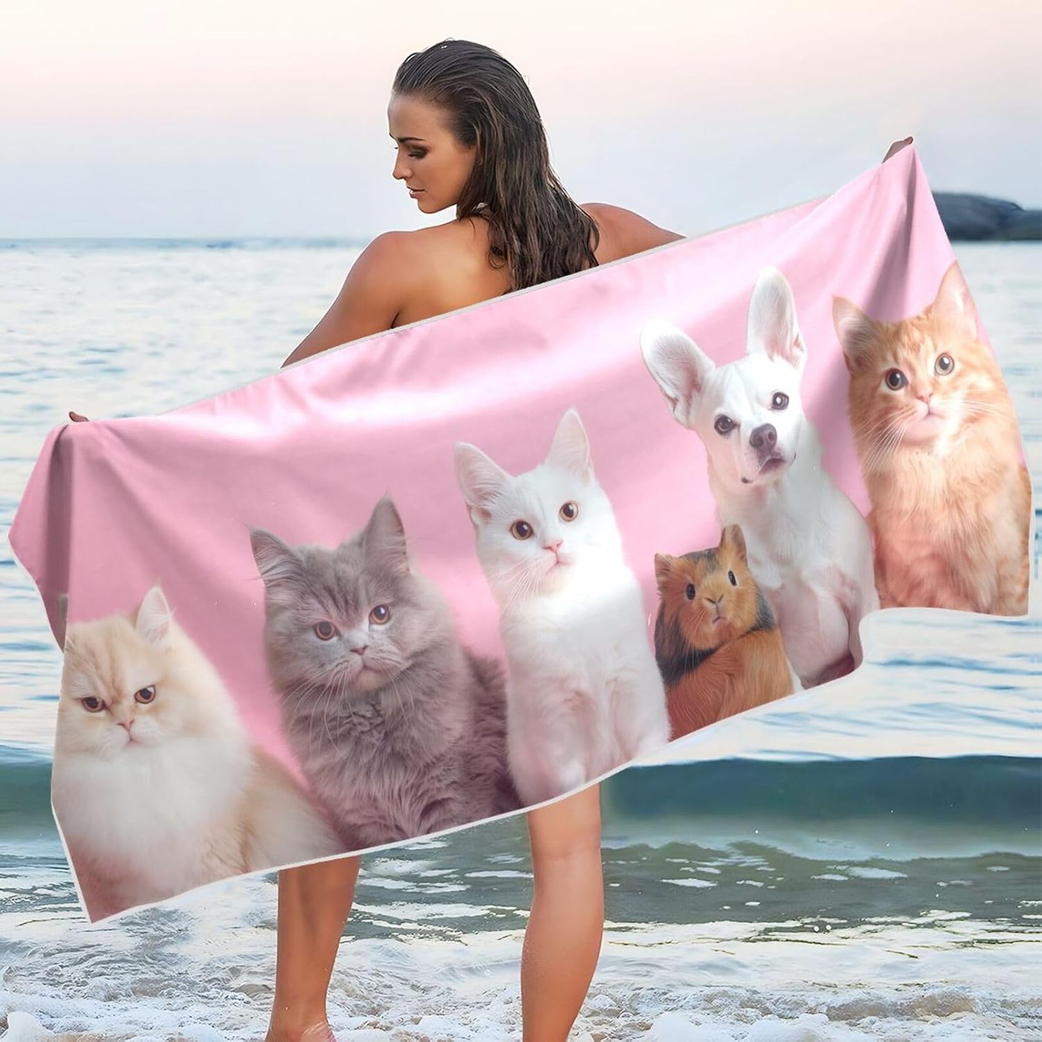 Group Cats Dogs Sit Beach Towel, Cute Pets Oversized Quick Dry Absorbent, Sand Proof Lightweight Travel Pool Blanket Mat W40*H60(CM)
Group Cats Dogs Sit Beach Towel, Cute Pets Oversized Quick Dry Absorbent, Sand Proof Lightweight Travel Pool Blanket Mat W40*H60(CM)