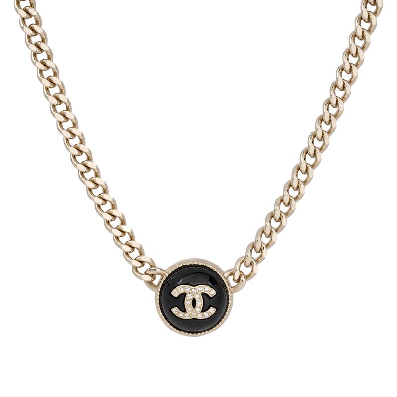 CHANEL black button gold metal, rhinestone necklace women s style золотий
CHANEL black button gold metal, rhinestone necklace women s style золотий