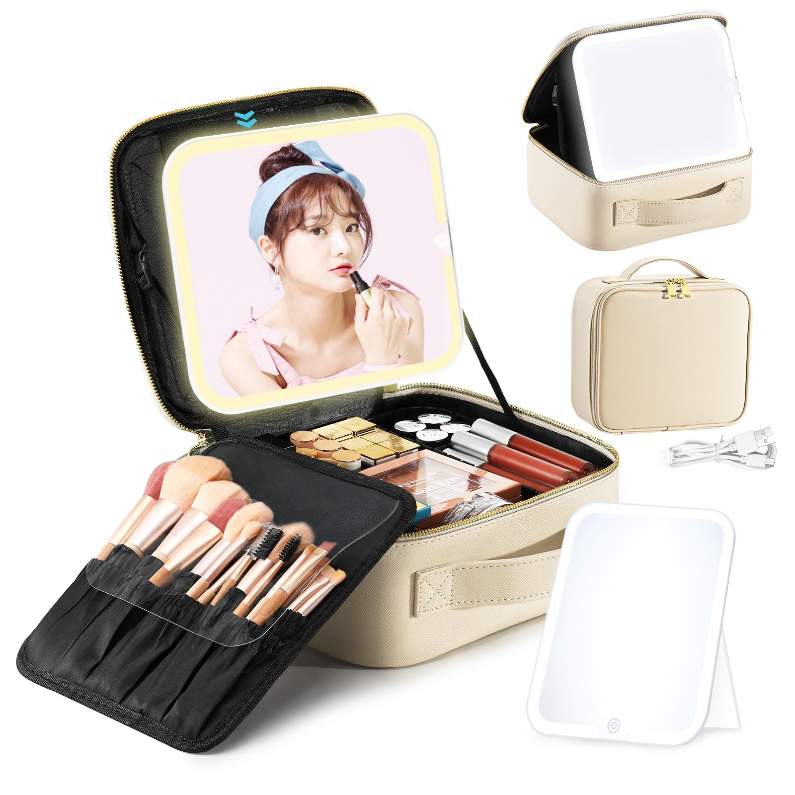 Luxspire Makeup Cosmetic Makeup Brush LED Light with Stepless EVA Makeup Handheld Professional Adjustable Functional Large Shock Cosmetic Storage слонова кістка
Luxspire Makeup Cosmetic Makeup Brush LED Light with Stepless EVA Makeup Handheld Professional Adjustable Functional Large Shock Cosmetic Storage слонова кістка