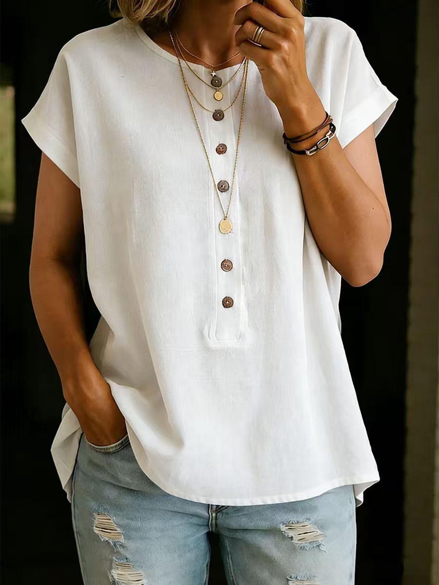 Women Henley V Neck Short Sleeve T Shirt Casual Solid Color Loose Fit Top S белый
Women Henley V Neck Short Sleeve T Shirt Casual Solid Color Loose Fit Top S белый