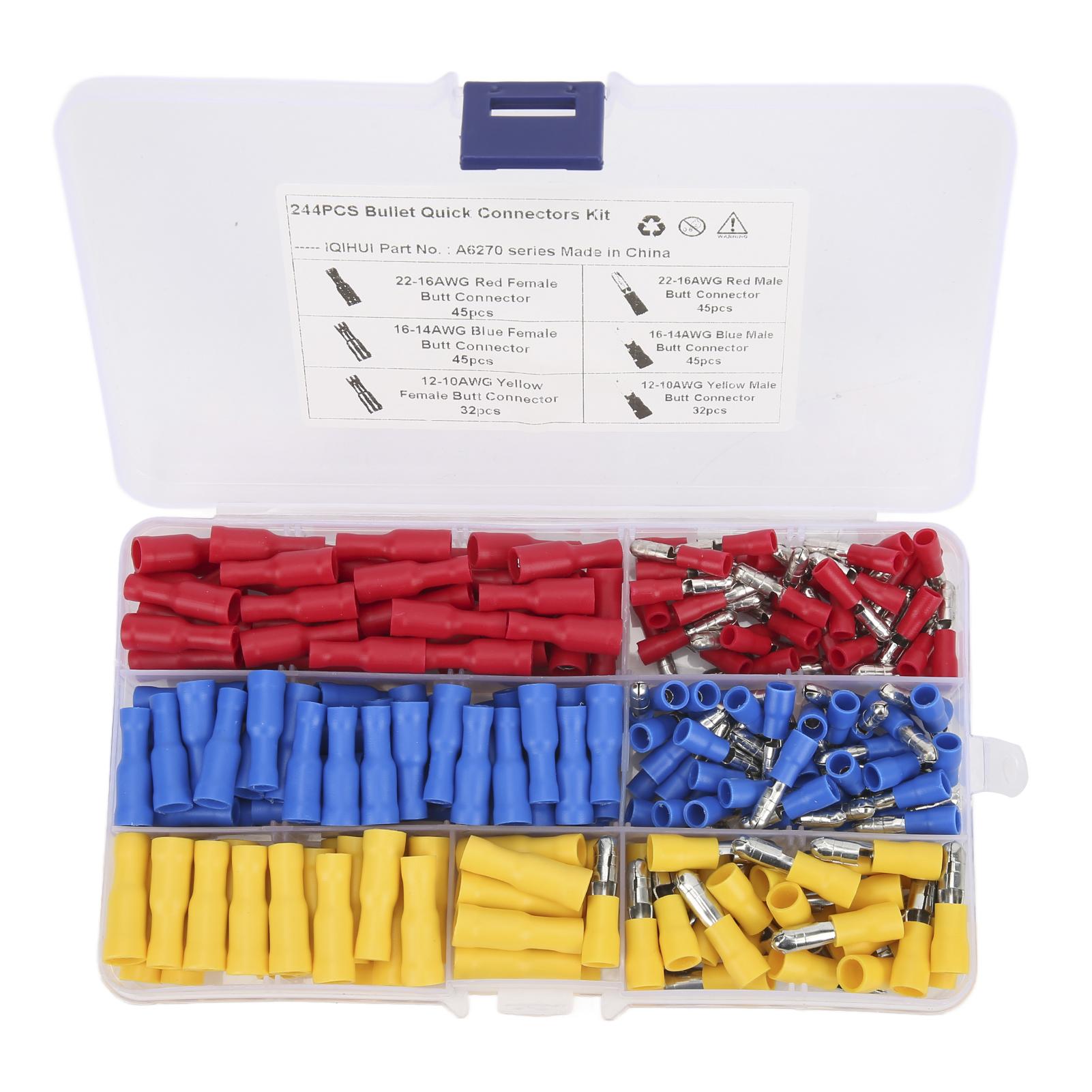 244PCS Terminal Wire Connectors Female Male Butt Red Blue Yellow for Home Garage Workshop
244PCS Terminal Wire Connectors Female Male Butt Red Blue Yellow for Home Garage Workshop