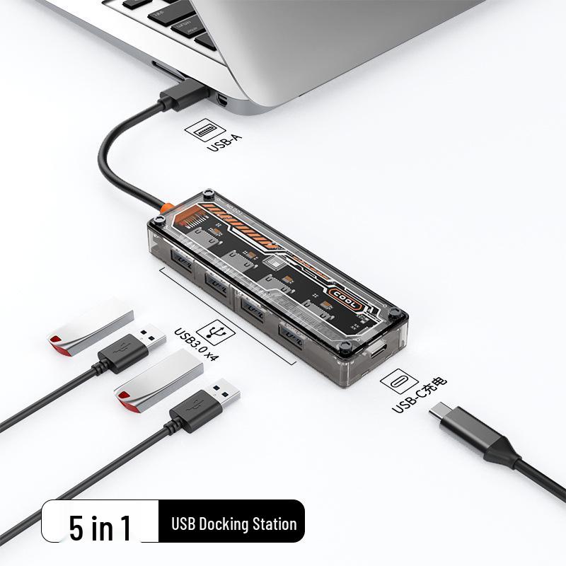 Custom Transparent 5-in-1 USB-C Docking Station Hub
Custom Transparent 5-in-1 USB-C Docking Station Hub