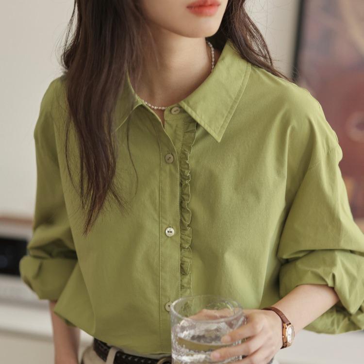 2025 Spring French Style Cotton Shirt: High-Density, Soft White Long Sleeve with Wood Ear Trim Large
2025 Spring French Style Cotton Shirt: High-Density, Soft White Long Sleeve with Wood Ear Trim Large