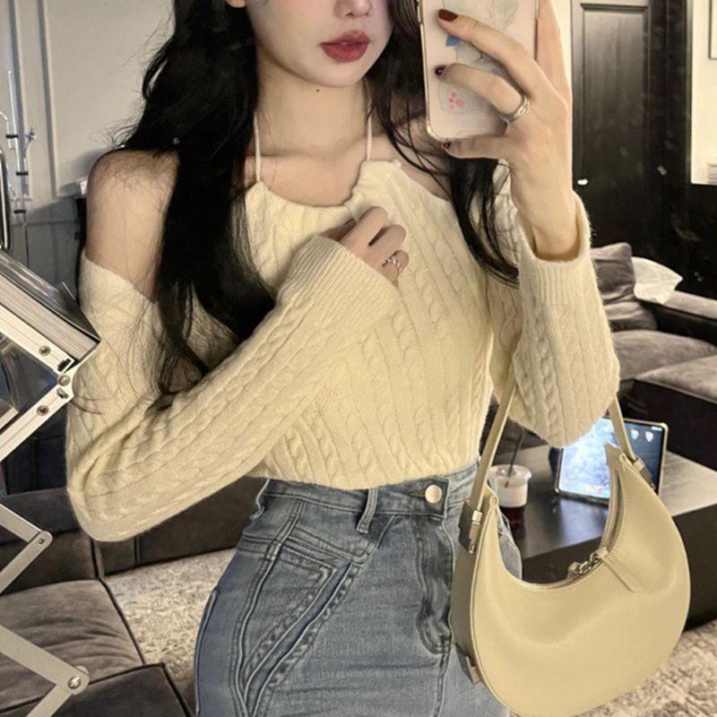 French Design Hot Girl Halter Neck Knit Off-Shoulder Sweater - Sweet and Spicy Long-Sleeved Winter Top One Size абрикосовий
French Design Hot Girl Halter Neck Knit Off-Shoulder Sweater - Sweet and Spicy Long-Sleeved Winter Top One Size абрикосовий