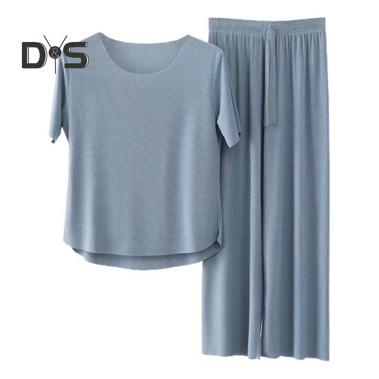 2 шт./компл. женские пижамы бесшовные ледяной шелк с круглым вырезом и коротким рукавом сплошной цвет с эластичной резинкой на талии и широкими штанинами свободные мягкие дышащие домашние комплекты с верхом и брюками XL
2 шт./компл. женские пижамы бесшовные ледяной шелк с круглым вырезом и коротким рукавом сплошной цвет с эластичной резинкой на талии и широкими штанинами свободные мягкие дышащие домашние комплекты с верхом и брюками XL