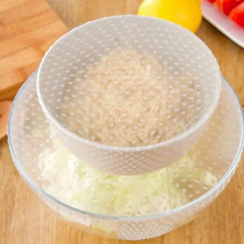 4 шт./компл. герметичная силиконовая пленка для пищевых продуктов, кухонная растягивающаяся крышка для контейнера для хранения свежих продуктов, кухонный инструмент для обертывания
4 шт./компл. герметичная силиконовая пленка для пищевых продуктов, кухонная растягивающаяся крышка для контейнера для хранения свежих продуктов, кухонный инструмент для обертывания