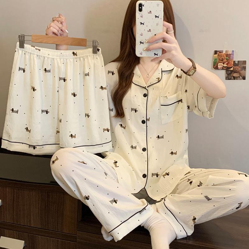 Cartoon Polka Dot Puppy Cute Fun Wind Summer Cloud Cotton Pajamas Women S Short-Sleeved Loungewear Three-Piece Set 2XL
Cartoon Polka Dot Puppy Cute Fun Wind Summer Cloud Cotton Pajamas Women S Short-Sleeved Loungewear Three-Piece Set 2XL