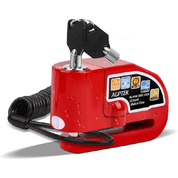Дисковый замок с сигнализацией и кабелем напоминания длиной 5 футов, AGPTEK 110 дБ Замок тормоза мотоцикла Противоугонный висячий замок водонепроницаемый с сумкой для переноски со стопорным штифтом для мотоцикла красный
Дисковый замок с сигнализацией и кабелем напоминания длиной 5 футов, AGPTEK 110 дБ Замок тормоза мотоцикла Противоугонный висячий замок водонепроницаемый с сумкой для переноски со стопорным штифтом для мотоцикла красный