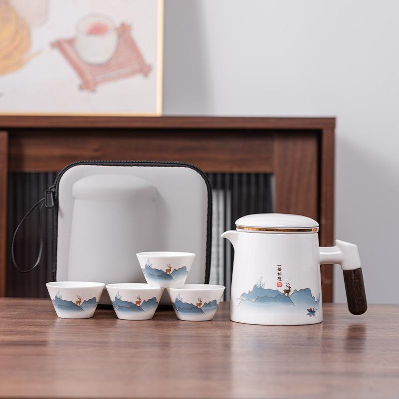 Jade Porcelain Travel Tea Set Wholesale Kuaike Cup One Pot Four Cups Guochao Portable Outdoor High-end Ceramic Wood Handle
Jade Porcelain Travel Tea Set Wholesale Kuaike Cup One Pot Four Cups Guochao Portable Outdoor High-end Ceramic Wood Handle
