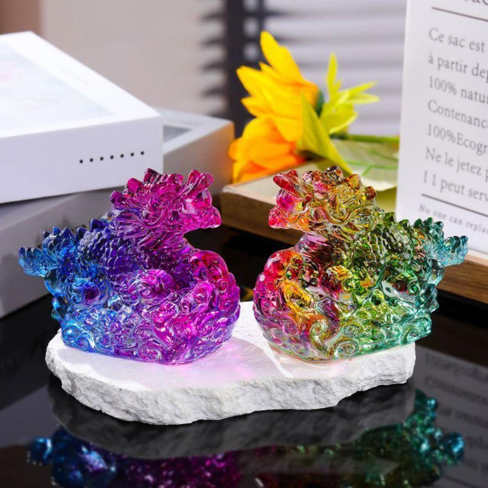 Стеклянный хрустальный орнамент дракона в китайском стиле, фигурка дракона, украшения для домашнего стола