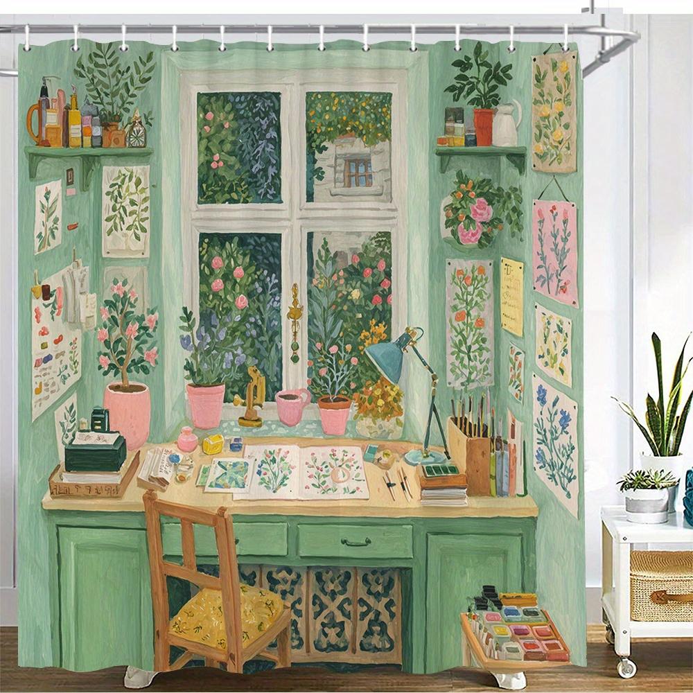Artist Studio Shower Curtain – Watercolor Workspace With Plants, Windows & Paintings On White Background, 12 Hooks, W60H190(CM)-1 Pcs
Artist Studio Shower Curtain – Watercolor Workspace With Plants, Windows & Paintings On White Background, 12 Hooks, W60H190(CM)-1 Pcs