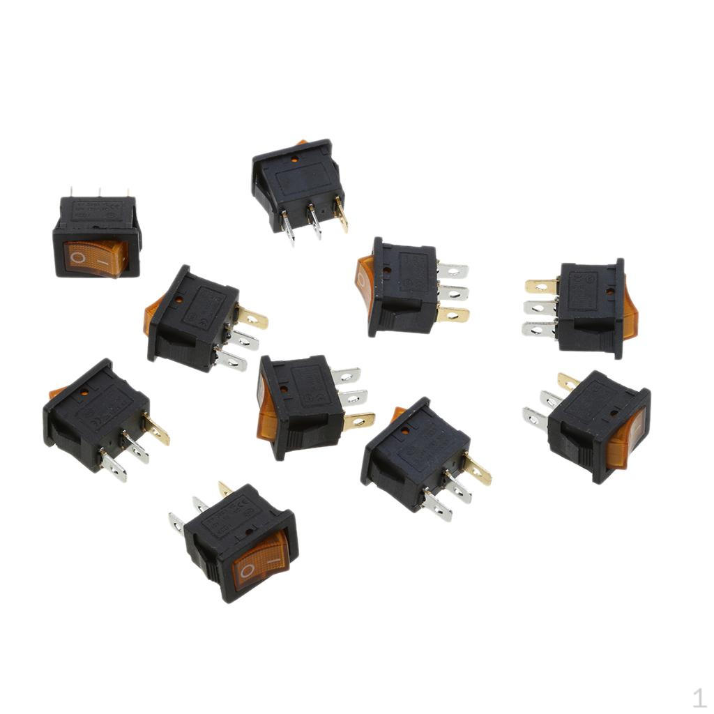 10pcs Momentary SPDT 3P Rocker Switch 2 Circuits Yellow LED
10pcs Momentary SPDT 3P Rocker Switch 2 Circuits Yellow LED