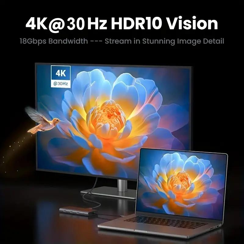 10 In 1 USB C HUB 4K30Hz Docking Station Type C To HDTV RJ45 Ethernet PD100W For MacBook/ Huawei/ Sumsang Phone USB 3.0 HUB
10 In 1 USB C HUB 4K30Hz Docking Station Type C To HDTV RJ45 Ethernet PD100W For MacBook/ Huawei/ Sumsang Phone USB 3.0 HUB