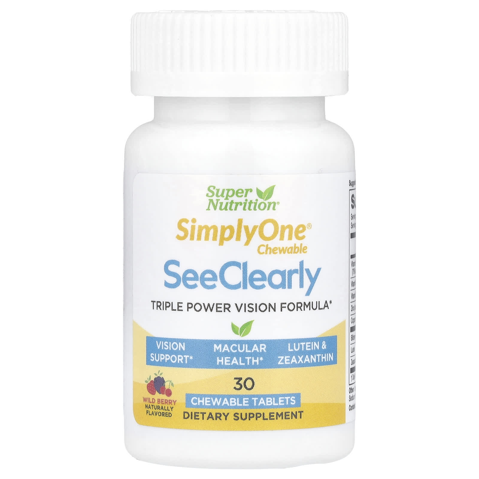 Simplyone®, Sea Clear, Triple Strength Vision Formula, with Lutein, Zeaxanthin, Vitamins, Minerals and Plant Extracts, 30 Chewable Tablets
Simplyone®, Sea Clear, Triple Strength Vision Formula, with Lutein, Zeaxanthin, Vitamins, Minerals and Plant Extracts, 30 Chewable Tablets