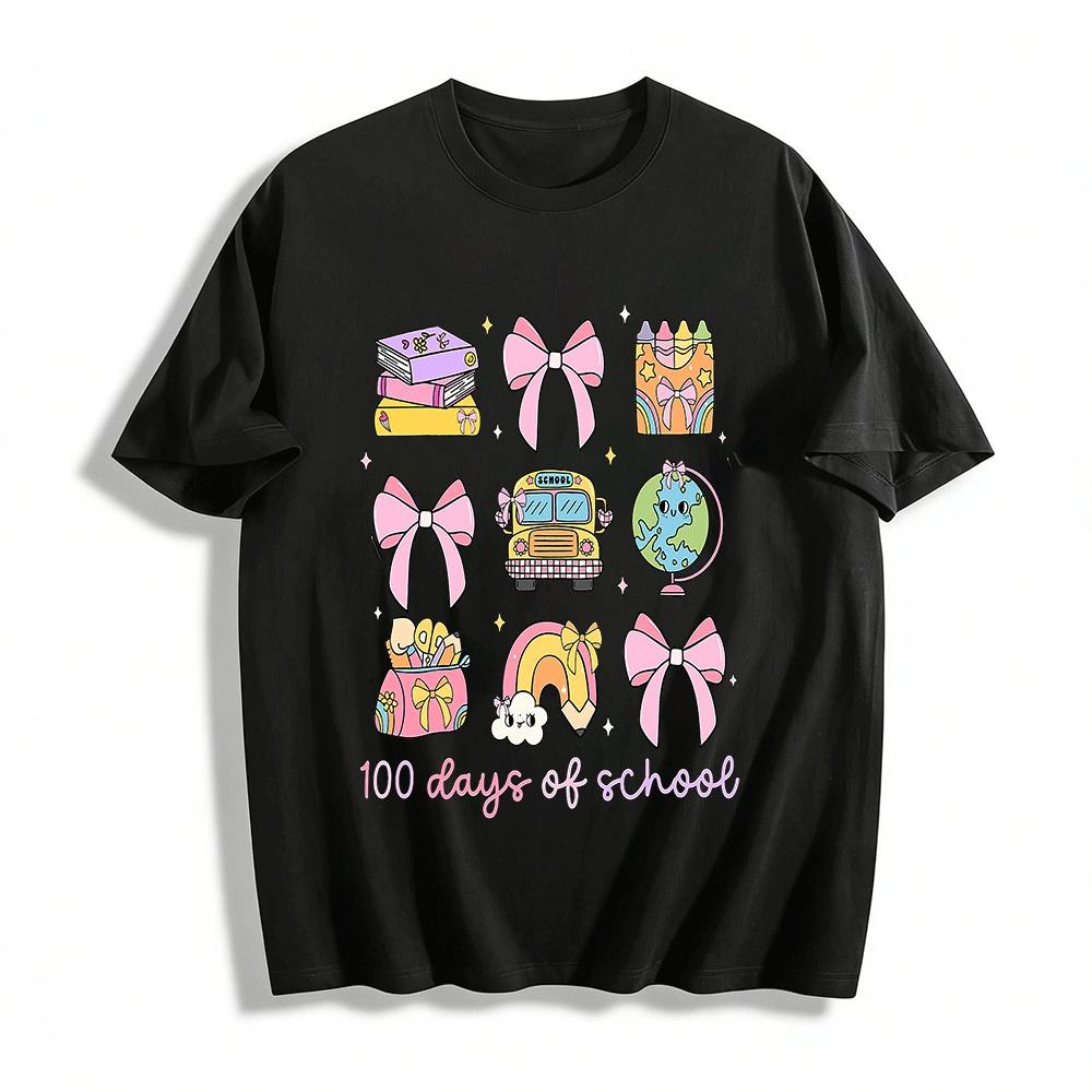 100 Days of School Cute Bow Stationery School Bus Print Kids Top Pure cotton T-shirt 6XL
100 Days of School Cute Bow Stationery School Bus Print Kids Top Pure cotton T-shirt 6XL