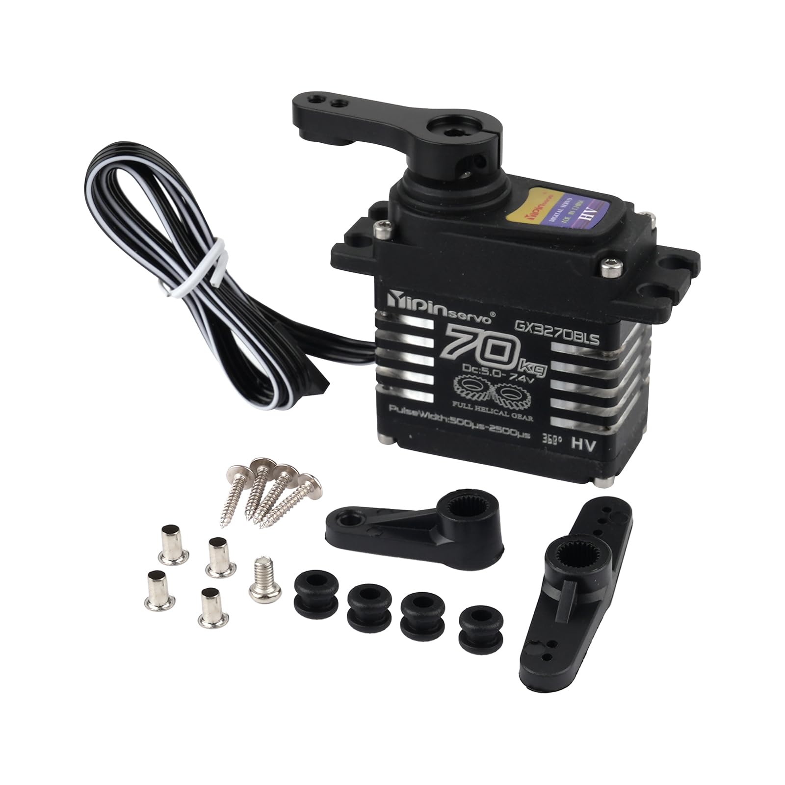 Rcmall GX3270BLS Digital Servo, 70KG High Torque, 360°/270°/180°, Metal Gear, IP68 Waterproof, for RC Crawlers (360 Degree)
Rcmall GX3270BLS Digital Servo, 70KG High Torque, 360°/270°/180°, Metal Gear, IP68 Waterproof, for RC Crawlers (360 Degree)