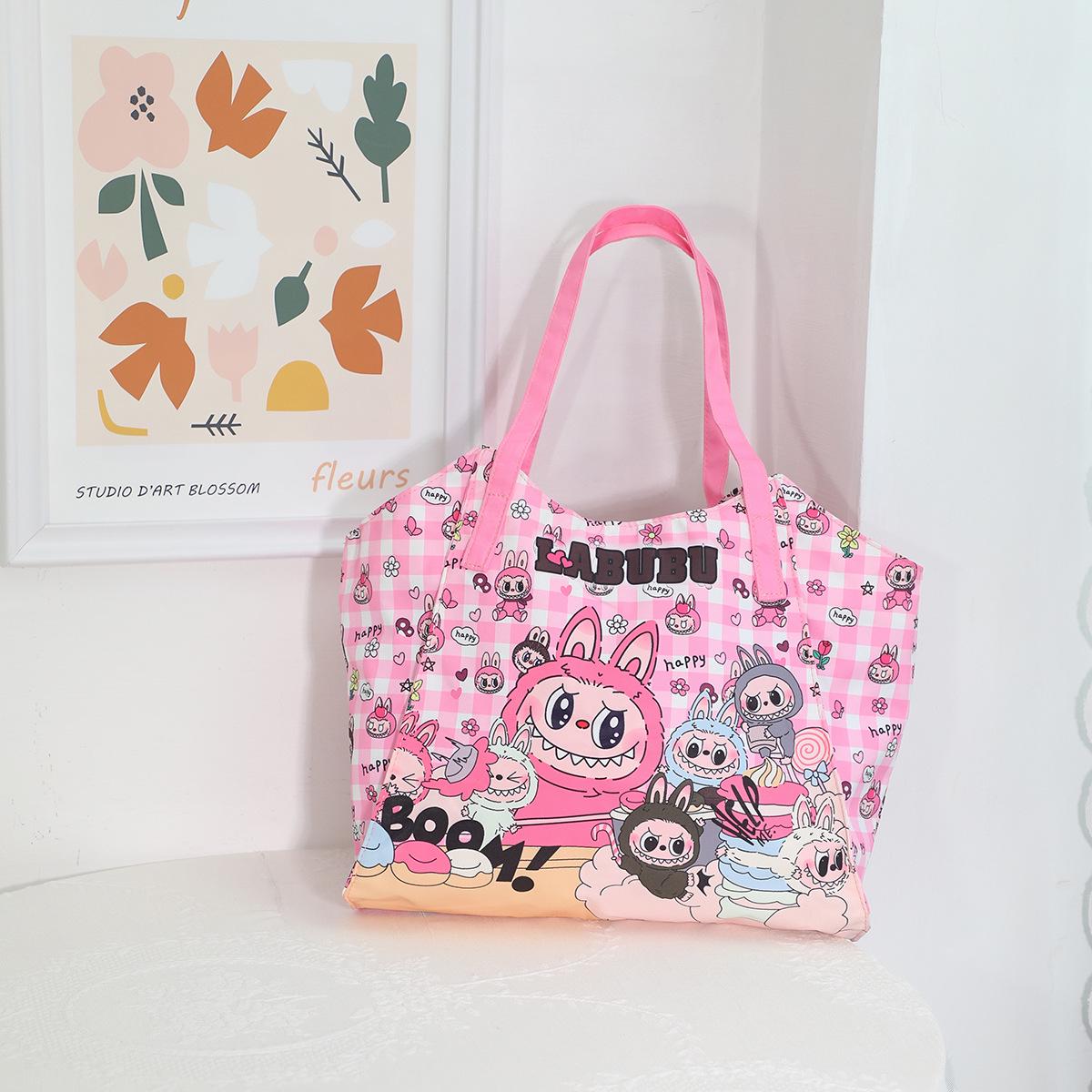 Сумка-мумия через плечо Labubu Cartoon Pop Mart большой вместимости - Портативная, повседневная для хранения вещей для прогулок Large