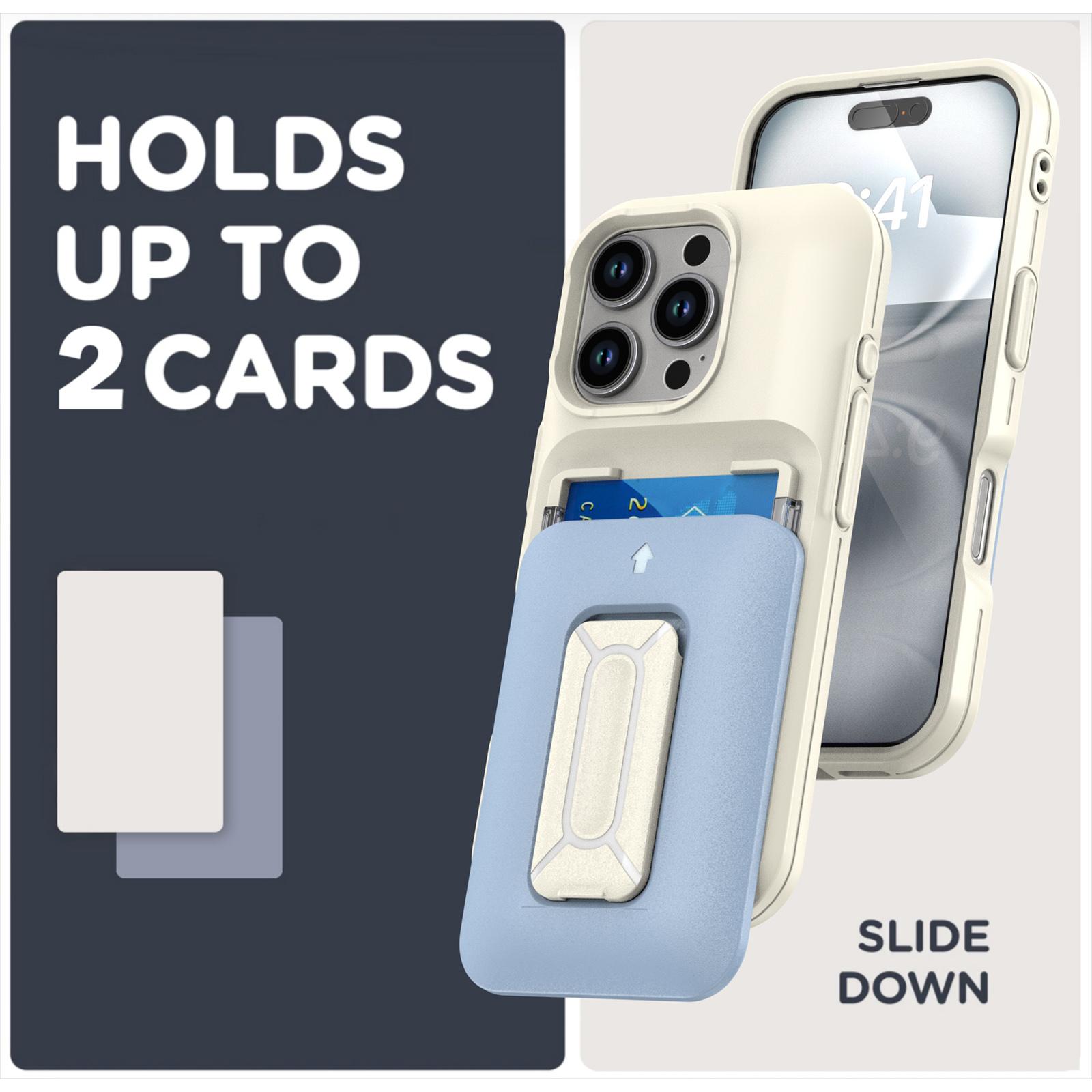 For iPhone 16 Pro Case Card Holder Kickstand TPU+PC Shockproof Phone Cover Beige+Baby Blue
For iPhone 16 Pro Case Card Holder Kickstand TPU+PC Shockproof Phone Cover Beige+Baby Blue