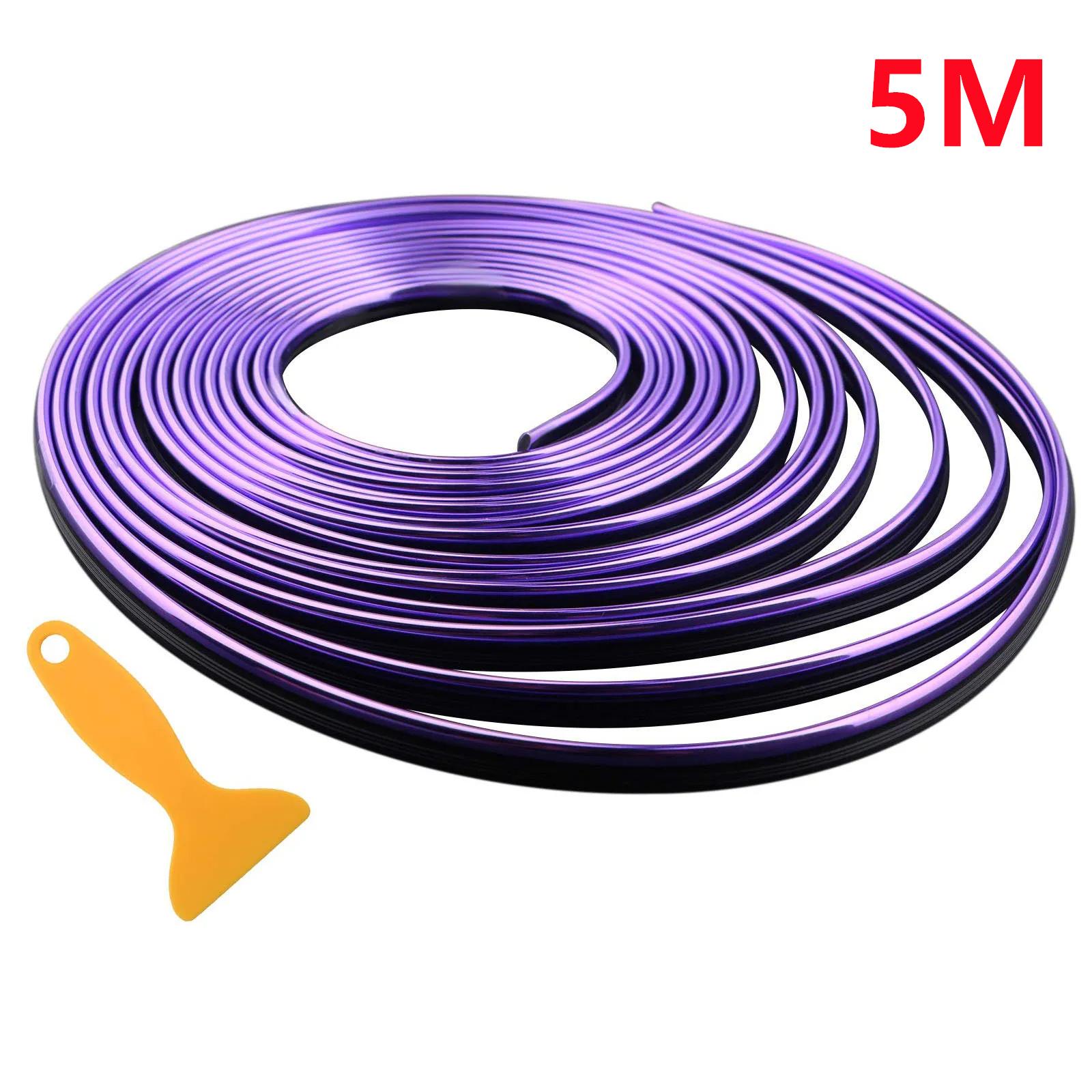 Полоски для отделки салона автомобиля Универсальные автомобильные зазоры Линия автомобильного литья Декоративные аксессуары Гибкие полоски для самостоятельного изготовления фиолетовый