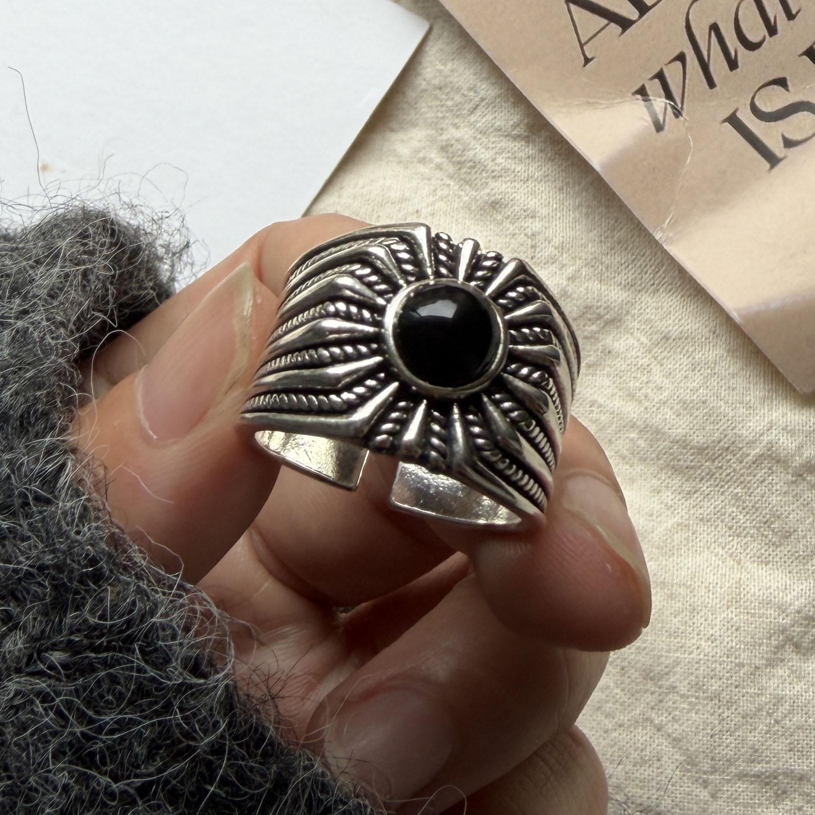 925 Sterling Silver Rings For Women Geometric Fine Jewelry Finger Adjustable Wide Sun Black Stone Ring For Party Birthday Gift resizable
925 Sterling Silver Rings For Women Geometric Fine Jewelry Finger Adjustable Wide Sun Black Stone Ring For Party Birthday Gift resizable