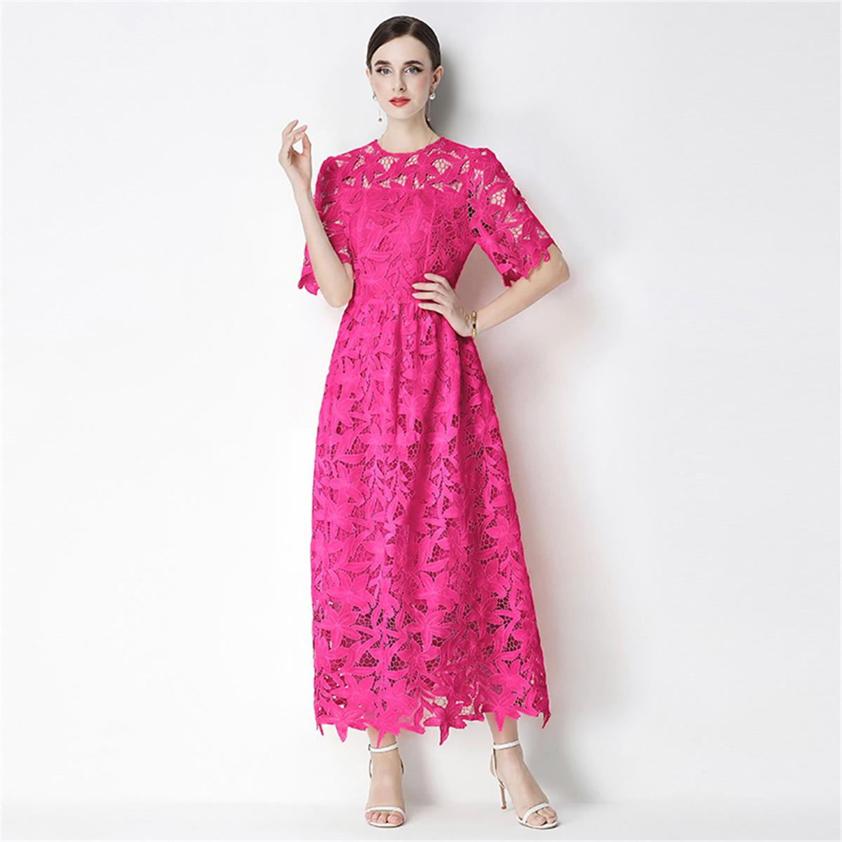Summer Designer Fashion Lace Hollow Out Long Maxi Dress Women Short Sleeve Flower Embroidery Solid Lace Party Robes XXL рожевий червоний колір
Summer Designer Fashion Lace Hollow Out Long Maxi Dress Women Short Sleeve Flower Embroidery Solid Lace Party Robes XXL рожевий червоний колір