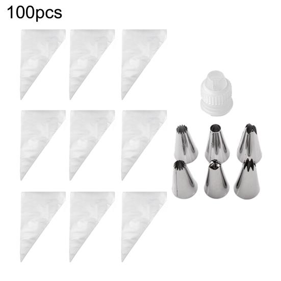 100Pcs Disposable Piping Bags with Tips Set Heavy Duty Non-Slip Pastry Bags for Icing Royal Icing Buttercream Baking Decoration Tools Size#S A
100Pcs Disposable Piping Bags with Tips Set Heavy Duty Non-Slip Pastry Bags for Icing Royal Icing Buttercream Baking Decoration Tools Size#S A