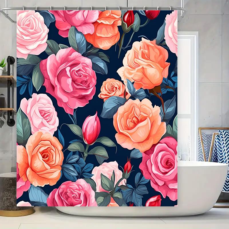 Цветочная шторка для душа 3D печать Водонепроницаемый декор для ванной комнаты для украшения дома Розовые цветы Синий фон Размер:180x200cm (71 90x180cm
Цветочная шторка для душа 3D печать Водонепроницаемый декор для ванной комнаты для украшения дома Розовые цветы Синий фон Размер:180x200cm (71 90x180cm