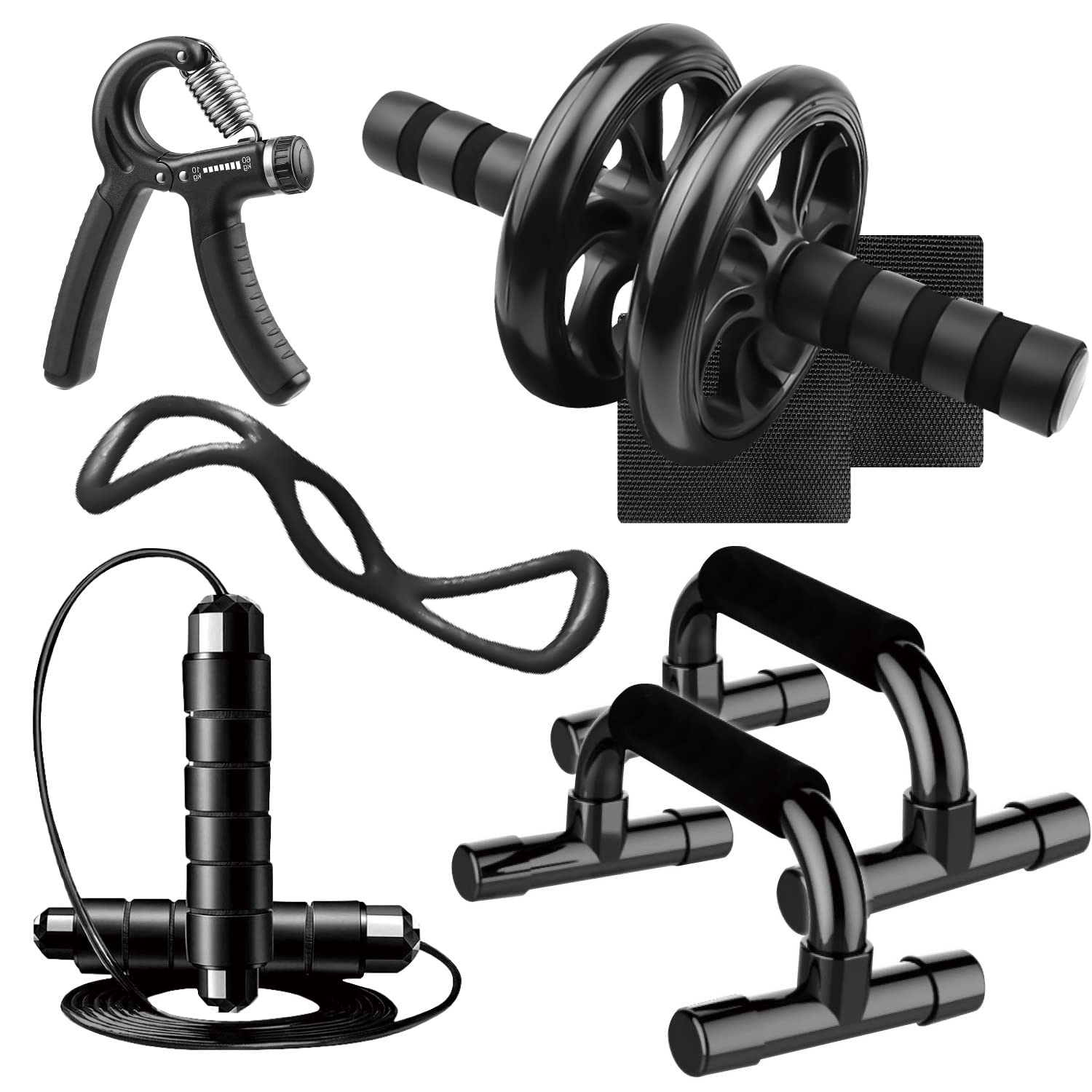 Вут Набор для силовых тренировок из 5 предметов: Ролик для пресса, перекладина для отжиманий, скакалка, кистевые эспандеры, отжимания и защита коленей, черный
Вут Набор для силовых тренировок из 5 предметов: Ролик для пресса, перекладина для отжиманий, скакалка, кистевые эспандеры, отжимания и защита коленей, черный