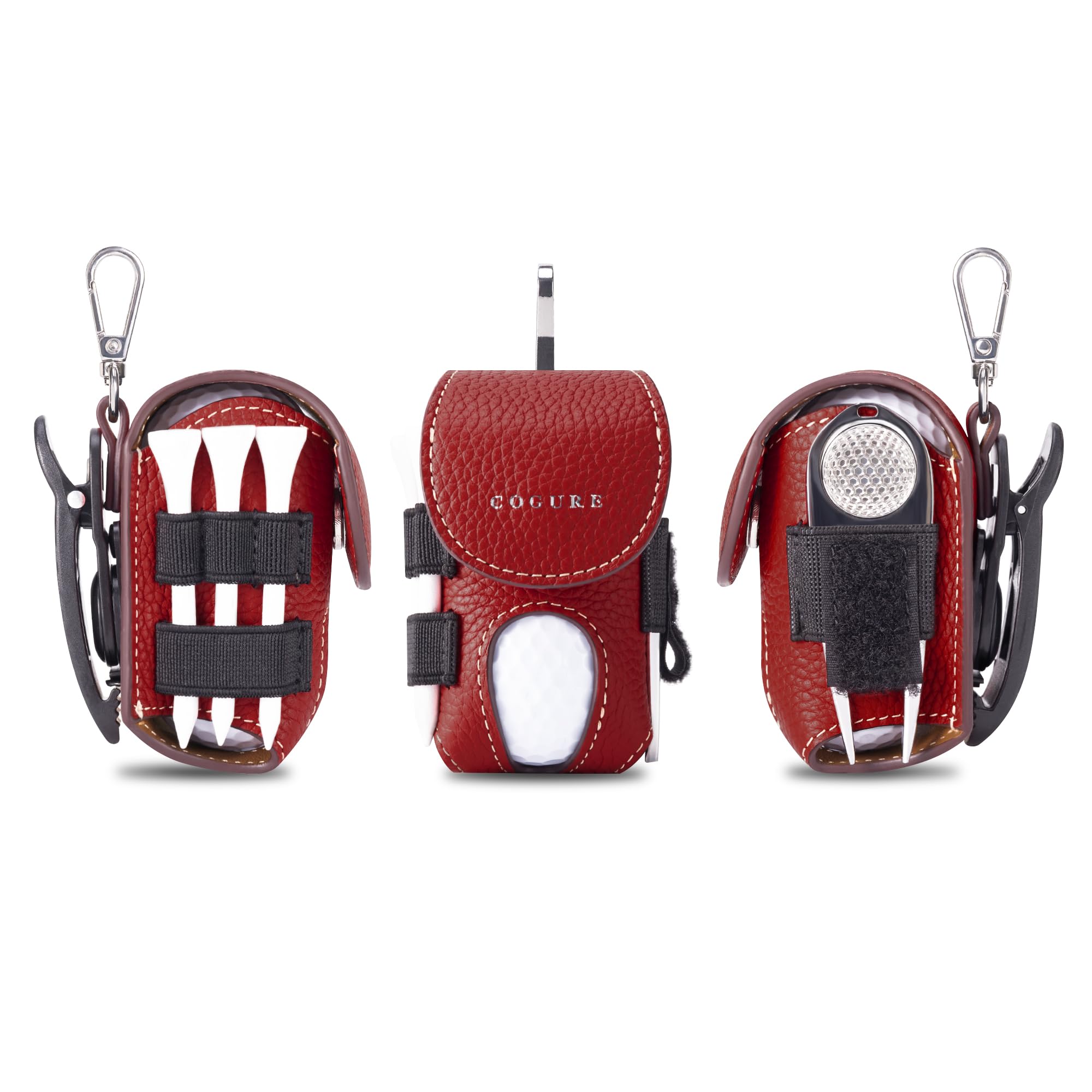 COGURE Golf Ball Case Genuine Leather Holds 2 Balls with Tee Storage Glove Holder Rotating Clip Gift Box Included CopGBC-L Left Hip Type Red
COGURE Golf Ball Case Genuine Leather Holds 2 Balls with Tee Storage Glove Holder Rotating Clip Gift Box Included CopGBC-L Left Hip Type Red