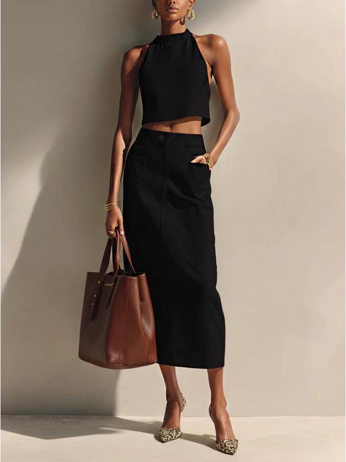2026 Europe & America Sleeveless Slim-fit Solid Color Elegant Women s Two-piece Summer Set XL чёрный
2026 Europe & America Sleeveless Slim-fit Solid Color Elegant Women s Two-piece Summer Set XL чёрный