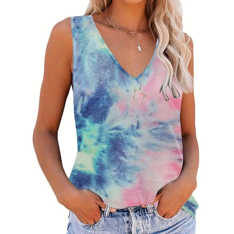 Майка с V-образным вырезом Tie Dye, повседневная майка без рукавов на лето, женская одежда S
Майка с V-образным вырезом Tie Dye, повседневная майка без рукавов на лето, женская одежда S