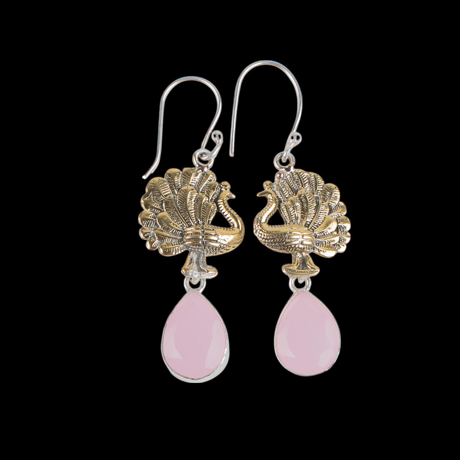 Rose Chalcedony Gemstone 925 Sterling Silver Jewelry Handmade Earrings 2.20 EE-44-15
Rose Chalcedony Gemstone 925 Sterling Silver Jewelry Handmade Earrings 2.20 EE-44-15