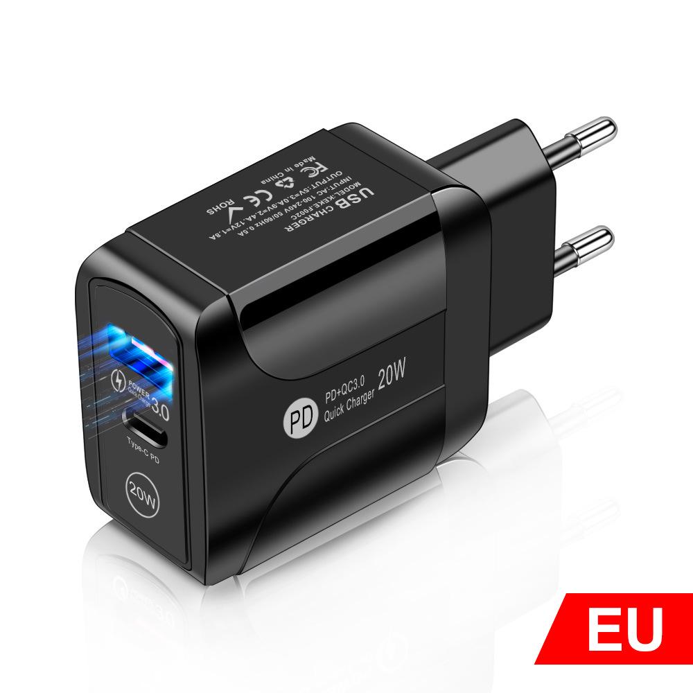 PD20W+QC3.0 Dual Fast Charger for Mobile Phones - US/EU/UK Specs
PD20W+QC3.0 Dual Fast Charger for Mobile Phones - US/EU/UK Specs